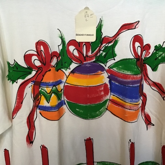 NWT vintage 1995 Hand painted Christmas T-shirt - Picture 2 of 12